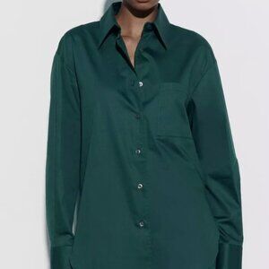 Zara Women's Asymmetric Long Sleeve Button Up Shirt